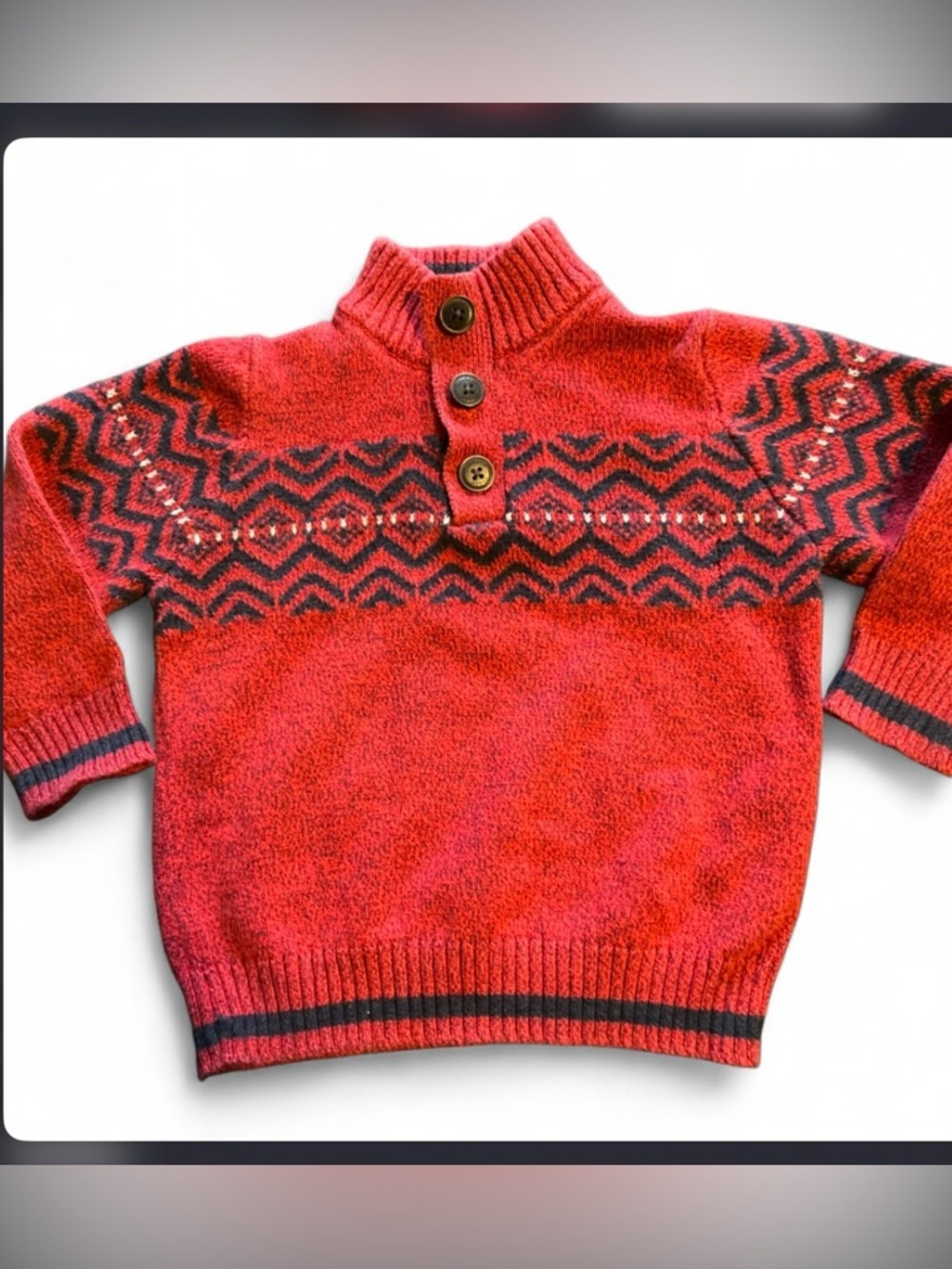 OshKosh B'gosh Red Patterned Turtleneck Button Pullover